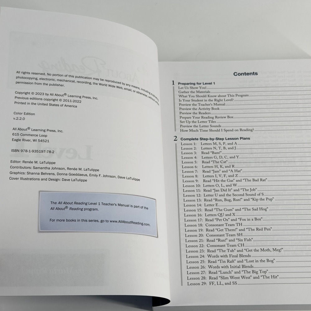 All About Reading Level 1 Teacher's Manual Color Edition Marie Rippel - Picture 3 of 6